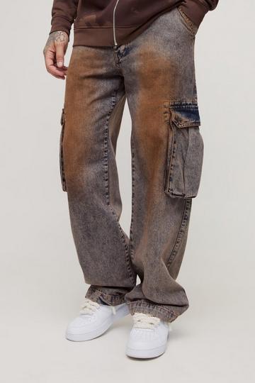 Tall Relaxed printed Cargo Jeans antique wash