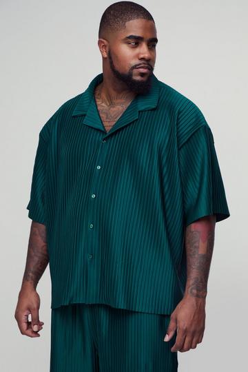 Plus Oversized Boxy Revere Pleated Shirt bottle