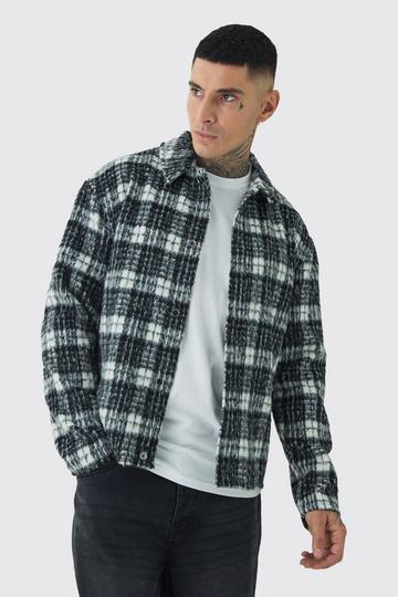 Tall Brushed Check Overshirt black