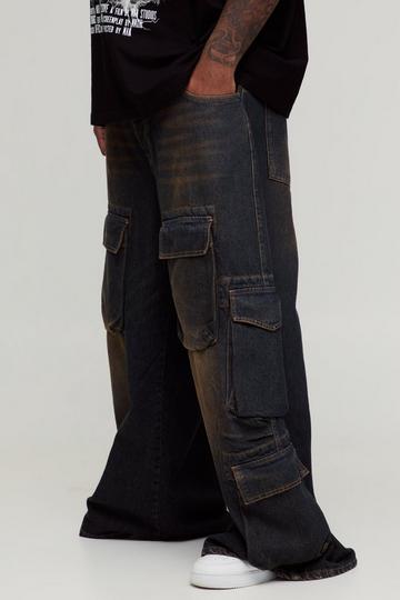 Plus Extreem Baggy Cargo Jeans Met Zakken petrol