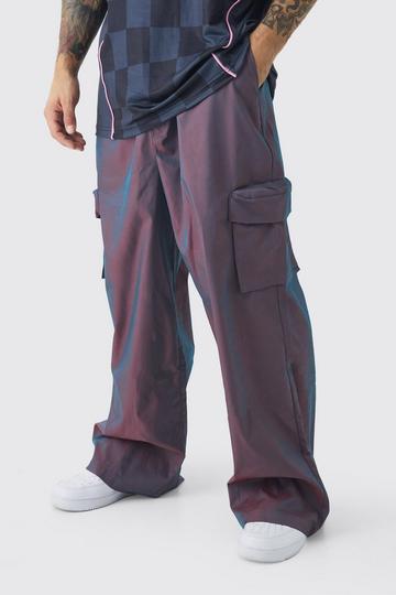 Baggy Irriserende Cargo Broek Met Elastische Taille purple