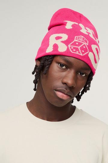 Dice Graphic Beanie In Pink pink