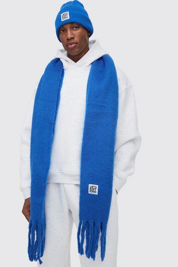 Chunky Knit Limited Edition Tab Scarf cobalt