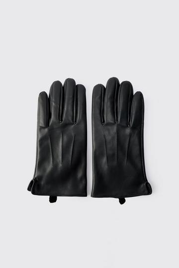 Black Faux Leather Gloves