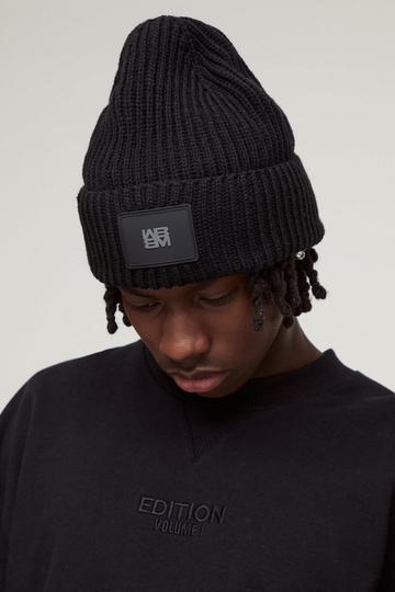 Knitted PU Plaque Beanie