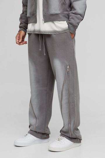 Relaxed Fit Zip Detail Spray Wash Jogger grey