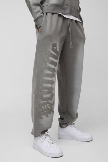 Oversized Homme Applique Spray Wash Jogger khaki