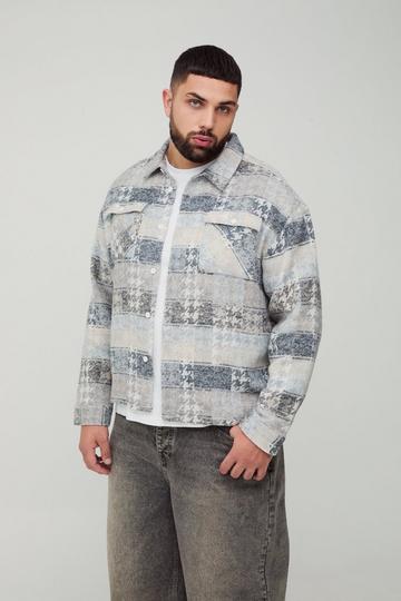 Plus Mixed Checked Overshirt natural