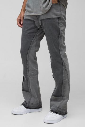 Slim Rigid Flare Carpenter Distressed Denim Jeans grey