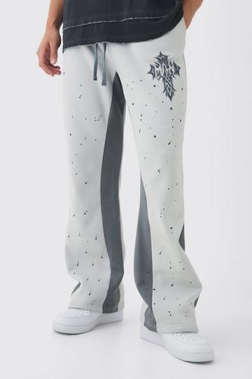 Relaxed Fit Cross Paint Splatter Gusset Jogger light grey