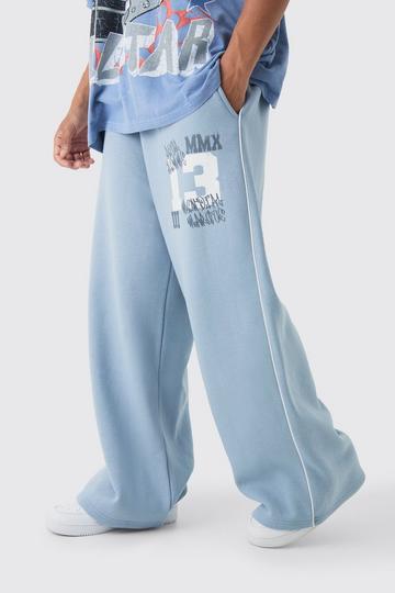 Extreme Wide Leg Varsity Piping Jogger denim-blue