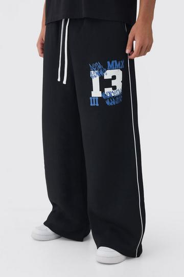 Extreme Wide Leg Varsity Piping Jogger black