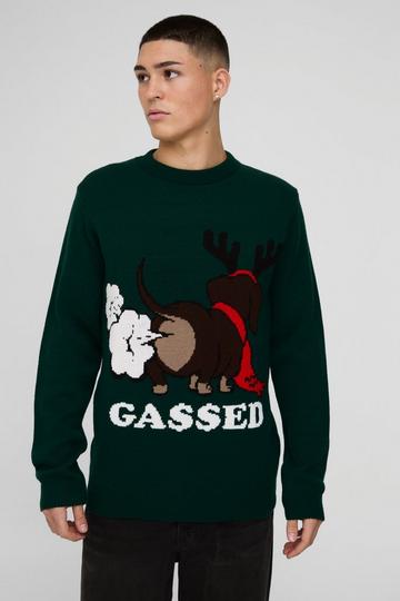 Regular Fit Gassed Kersttrui green