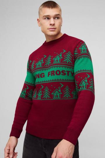 Regular Fit Feeling Frosty Christmas Jumper burgundy