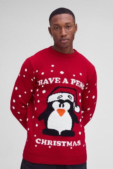 Regular Fit Peng All Over Christmas Jumper red