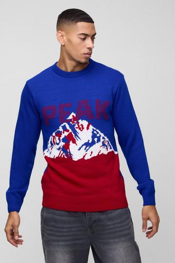 Regular Fit Peak Knitted Jumper cobalt