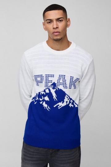 Regular Fit Peak Knitted Jumper white