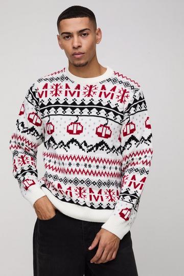 Regular Fit Man Fairisle Christmas Jumper white