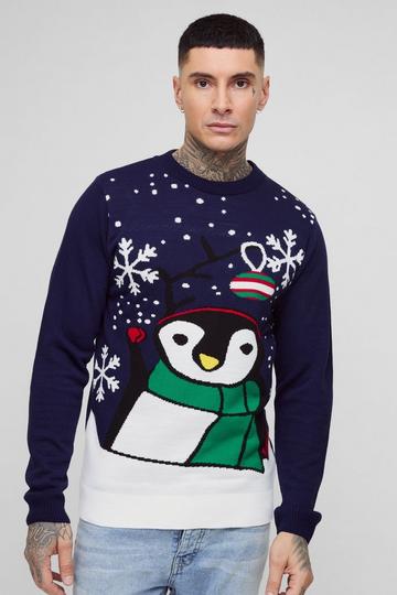 Tall Leuke Penguin Kersttrui navy