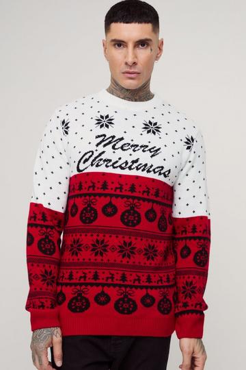 Tall Merry Christmas Knitted Jumper red