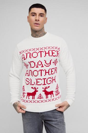 Tall Another Day Another Sleigh Christmas Jumper red