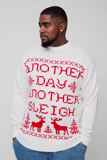 Plus Another Day Another Sleigh Christmas Jumper ecru