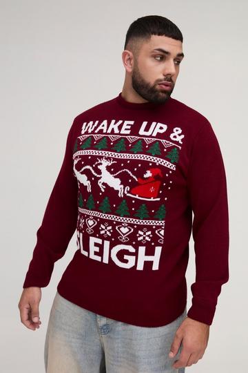 Plus Wake Up & Sleigh Christmas Jumper red