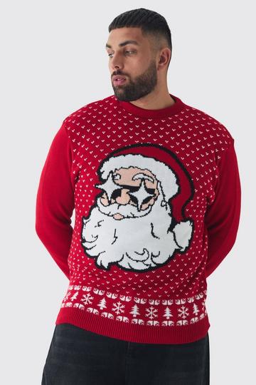 Plus Disco Santa Christmas Jumper red