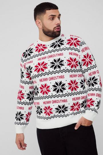 Plus Merry Christmas Fair isle Jumper white