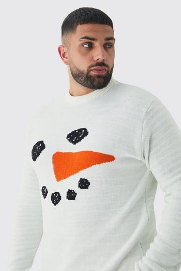 Plus Snowman Christmas Jumper white