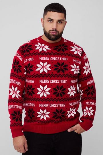 Plus Merry Christmas Fair isle Jumper red