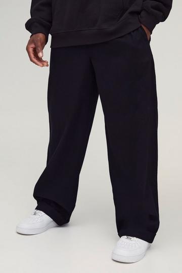 Elasticated Waist Baggy Turn Up Hem Cargo Trousers black