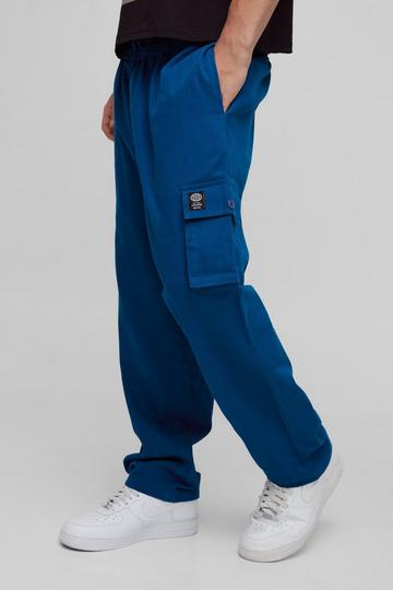 Teal Green Elasticated Waist Skate Cropped Woven Tab Trousers