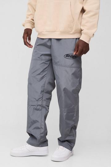 Charcoal Grey Elasticated Waist Relaxed Nylon Branded Trousers