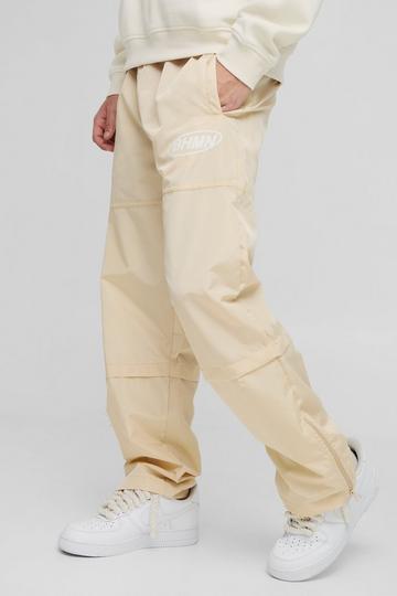 Elasticated Waist Relaxed Nylon Branded Trousers stone