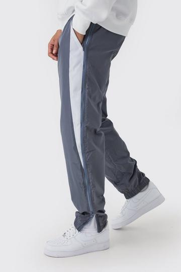 Elasticated Waist Straight Nylon Mesh Gusset Trousers grey