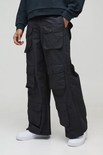 Grey Super Baggy Ripstop Multi Pocket Cargo Trousers