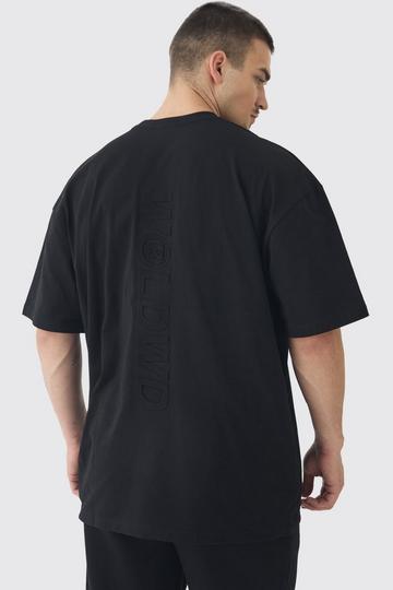 Tall Oversized Worldwide Embossed T-Shirt black