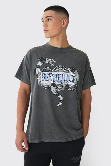 Oversized Beetlejuice Wash License Print T-Shirt charcoal