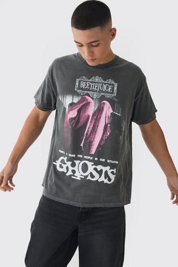 Oversized Beetlejuice Wash License Print T-Shirt charcoal