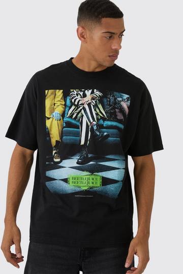 Black Oversized Beetlejuice License Print T-Shirt