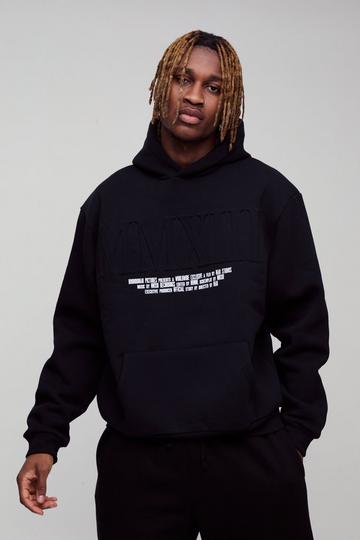 Tall Oversized MMXIII Embossed Hoodie black