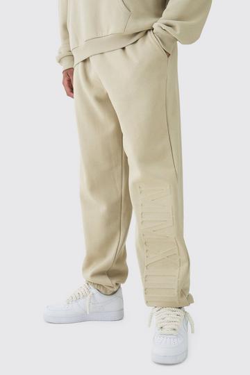 Stone Beige Tall Oversized MMXIII Embossed Jogger