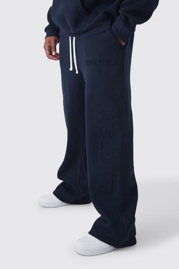 Plus Baggy Worldwide Joggingbroek Met Reliëf navy