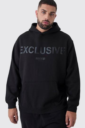 Plus Oversized Exclusive Print Hoodie black