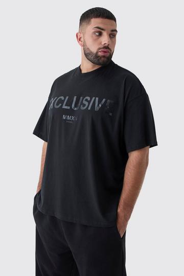 Plus Oversized Extended Neck Exclusive Print T-Shirt black