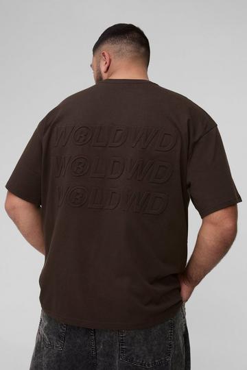 Plus Oversized Worldwide Embossed T-Shirt khaki