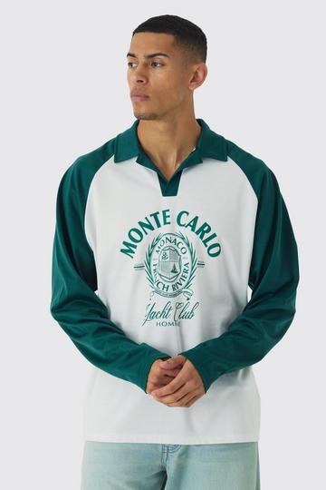 Oversized Monte Carlo Long Sleeve Rugby Polo white