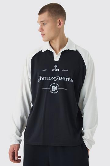 Oversized Limited Edition Long Sleeve Rugby Polo black