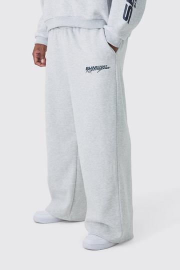 Grey Plus Moto Graphic Wide Leg Joggers